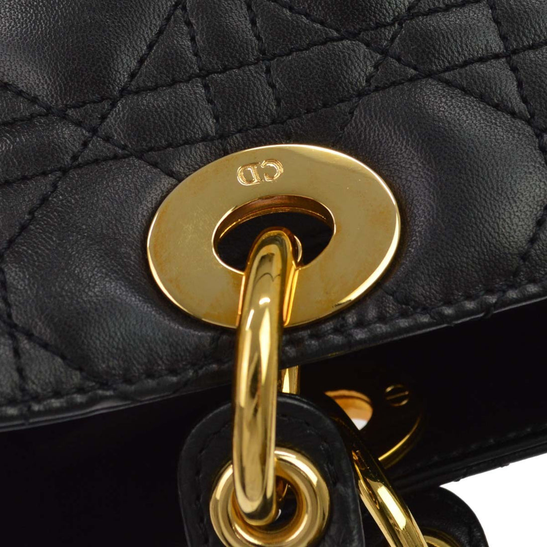 Christian Dior Lady Dior Cannage in Pelle di Agnello Nera Vintage