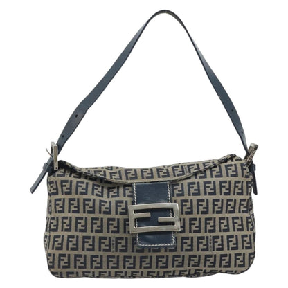 FENDI Zucchino Canvas Baguette Bag Navy Argento Originale | Mamma Baguette