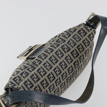 FENDI Zucchino Canvas Baguette Bag Navy Argento Originale | Mamma Baguette
