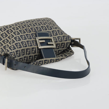 FENDI Zucchino Canvas Baguette Bag Navy Argento Originale | Mamma Baguette