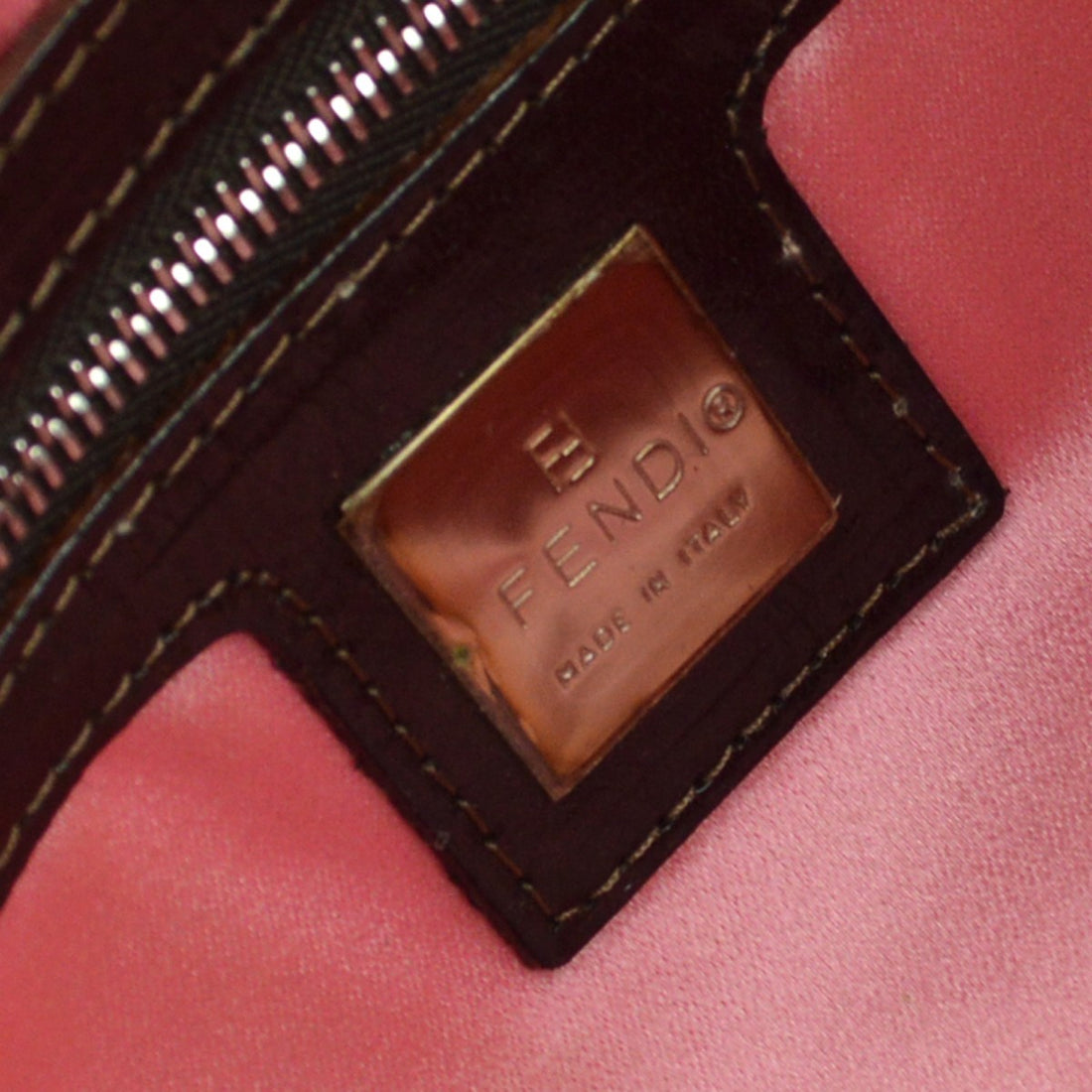 Fendi Baguette in Tela Zucca Ricamata Marrone Vintage