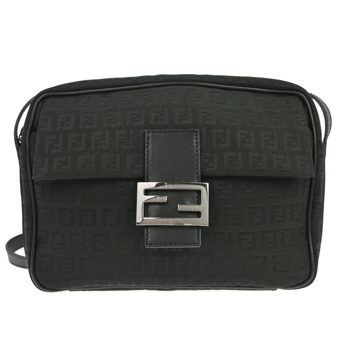 Fendi Borsa a Tracolla in Tela Zucchino Nero Vintage