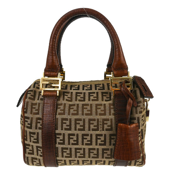 Fendi Borsa a Mano in Tela Zucchino Beige Vintage