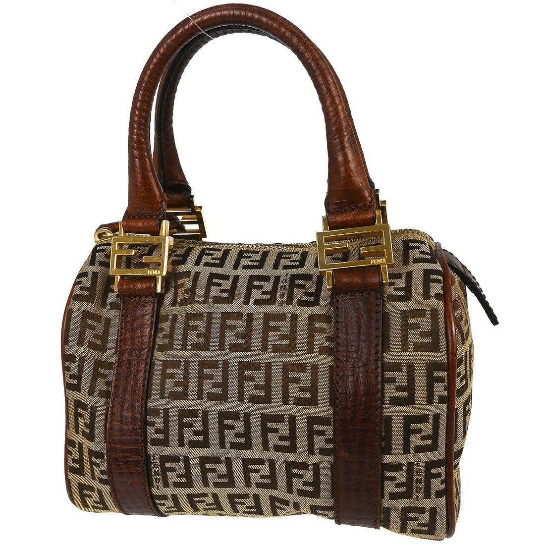 Fendi Borsa a Mano in Tela Zucchino Beige Vintage