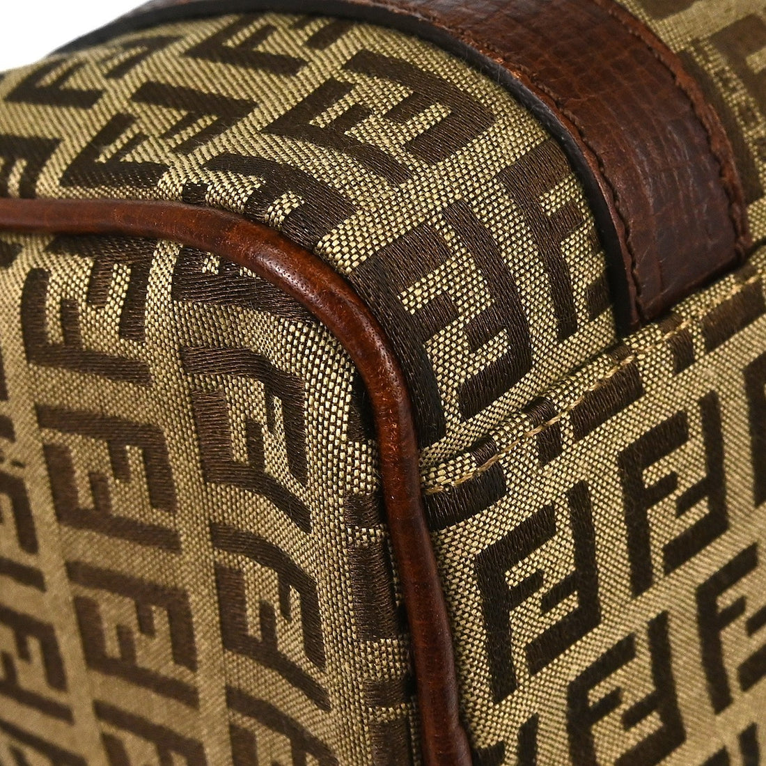 Fendi Borsa a Mano in Tela Zucchino Beige Vintage