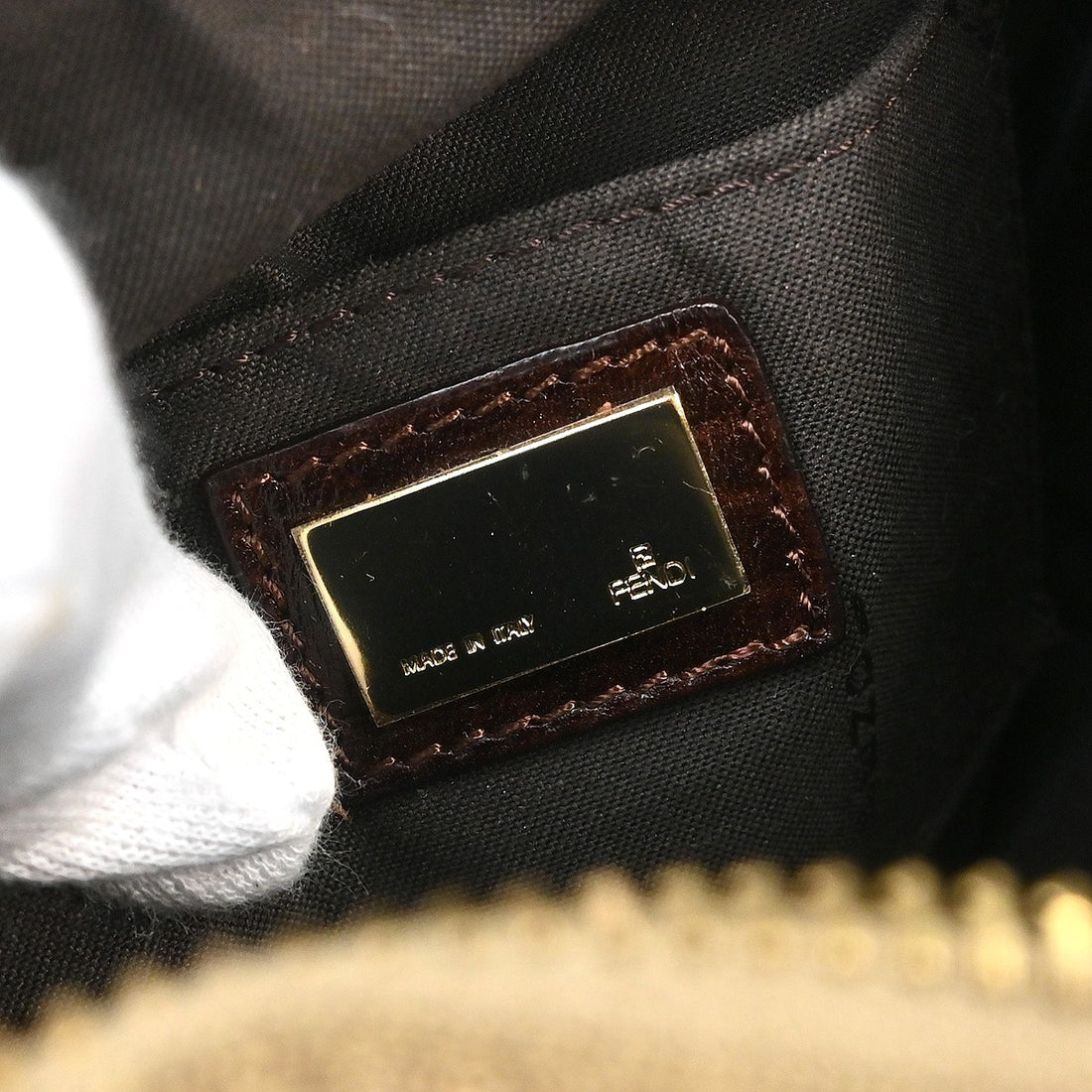 Fendi Borsa a Mano in Tela Zucchino Beige Vintage