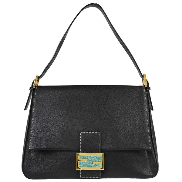 Fendi Mamma Baguette in Pelle Nera Vintage