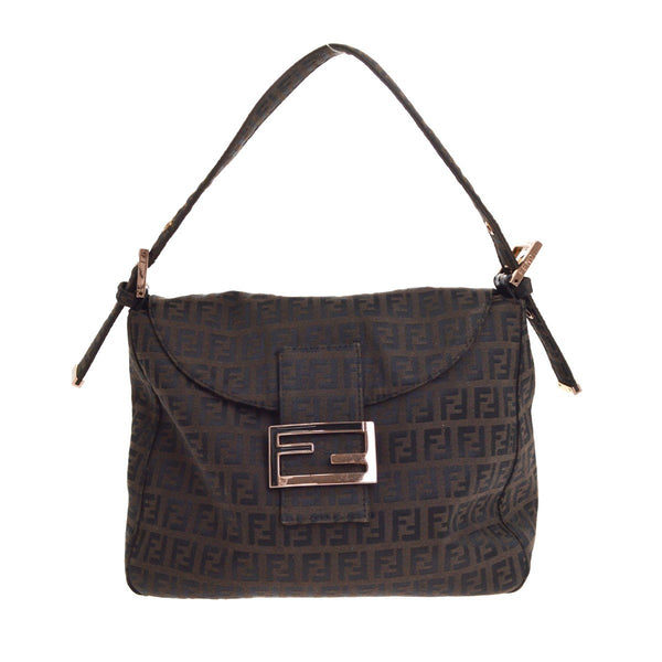 Fendi Mamma Baguette in Tela Zucchino Marrone Vintage
