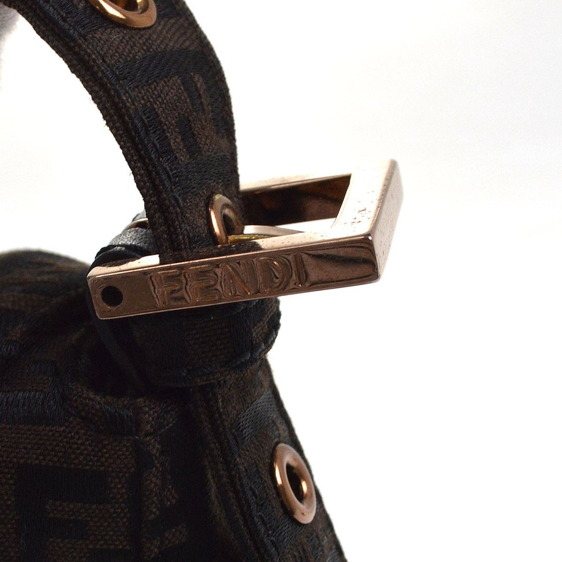 Fendi Mamma Baguette in Tela Zucchino Marrone Vintage