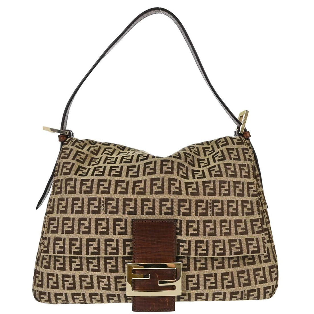 Fendi Mamma Baguette in Tela Zucchino Marrone Vintage