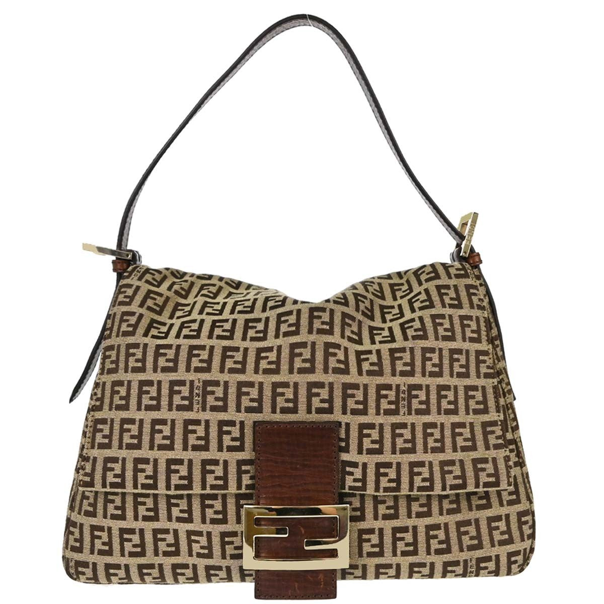 Fendi Mamma Baguette in Tela Zucchino Marrone Vintage