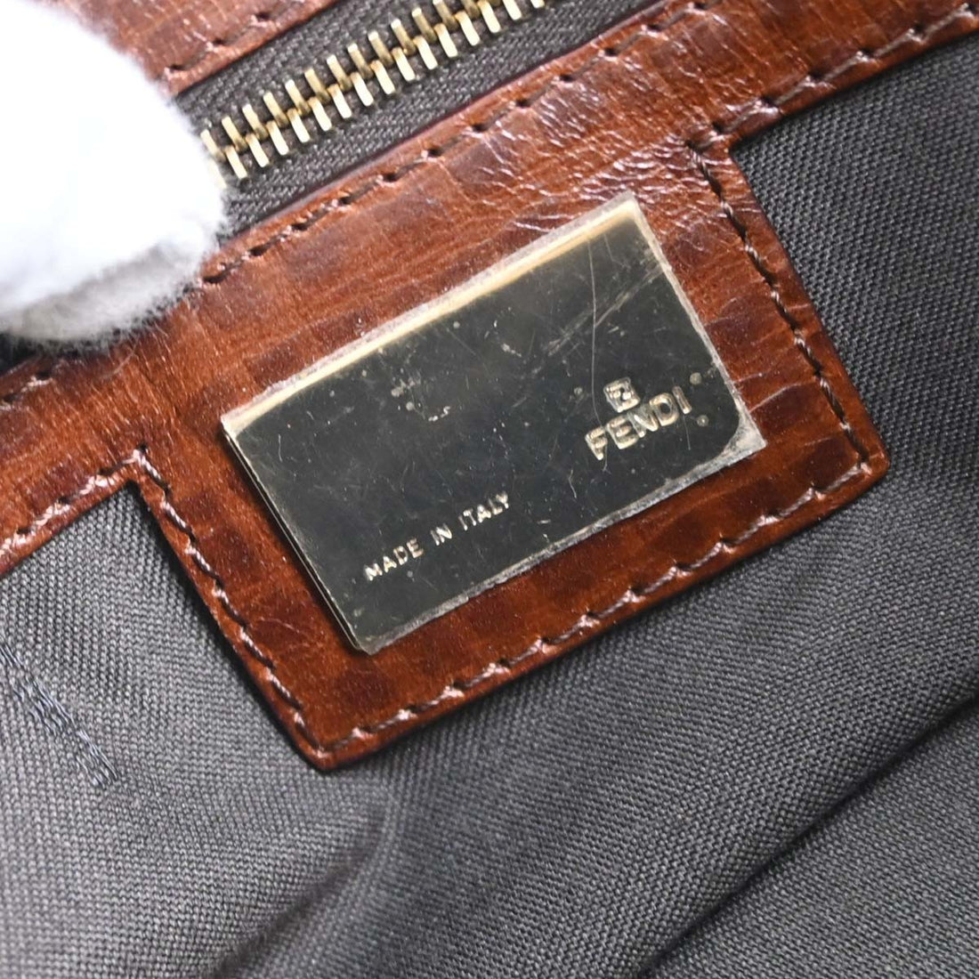Fendi Mamma Baguette in Tela Zucchino Marrone Vintage