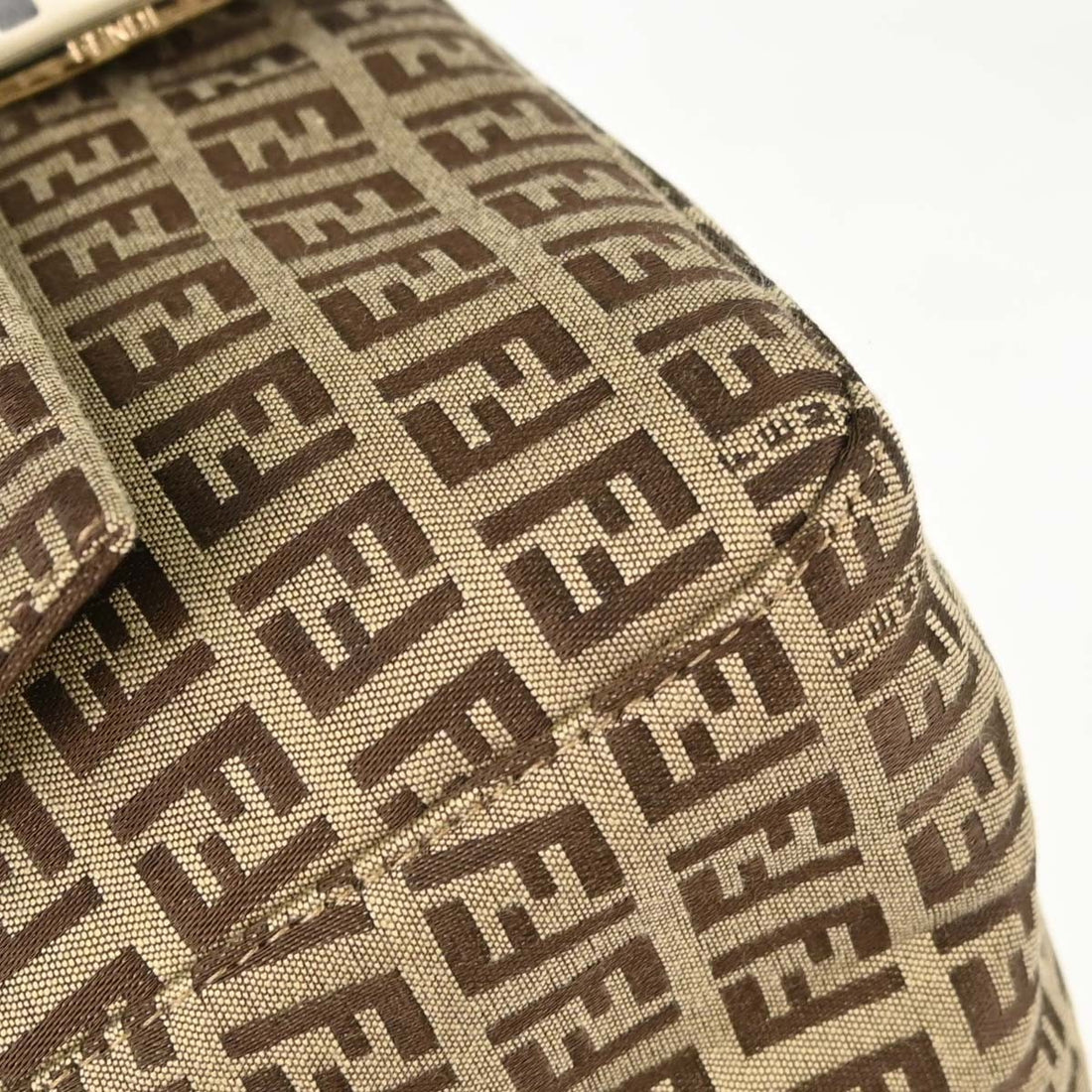 Fendi Mamma Baguette in Tela Zucchino Marrone Vintage