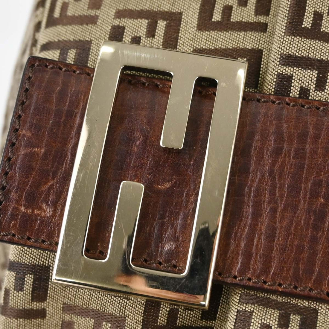Fendi Mamma Baguette in Tela Zucchino Marrone Vintage