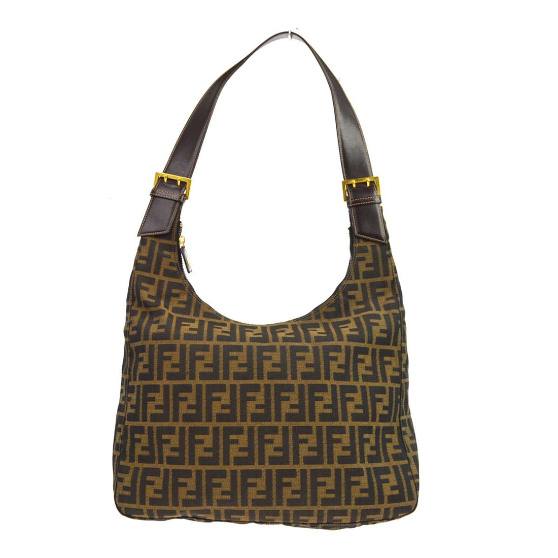 Fendi Zucca in Tela Zucca e Pelle Marrone Vintage
