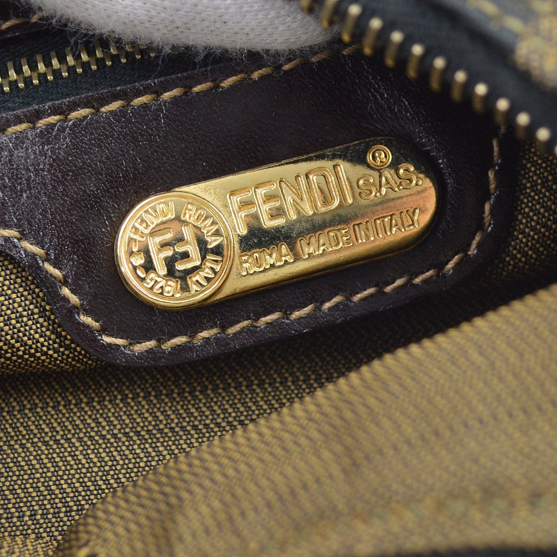Fendi Zucca in Tela Zucca e Pelle Marrone Vintage
