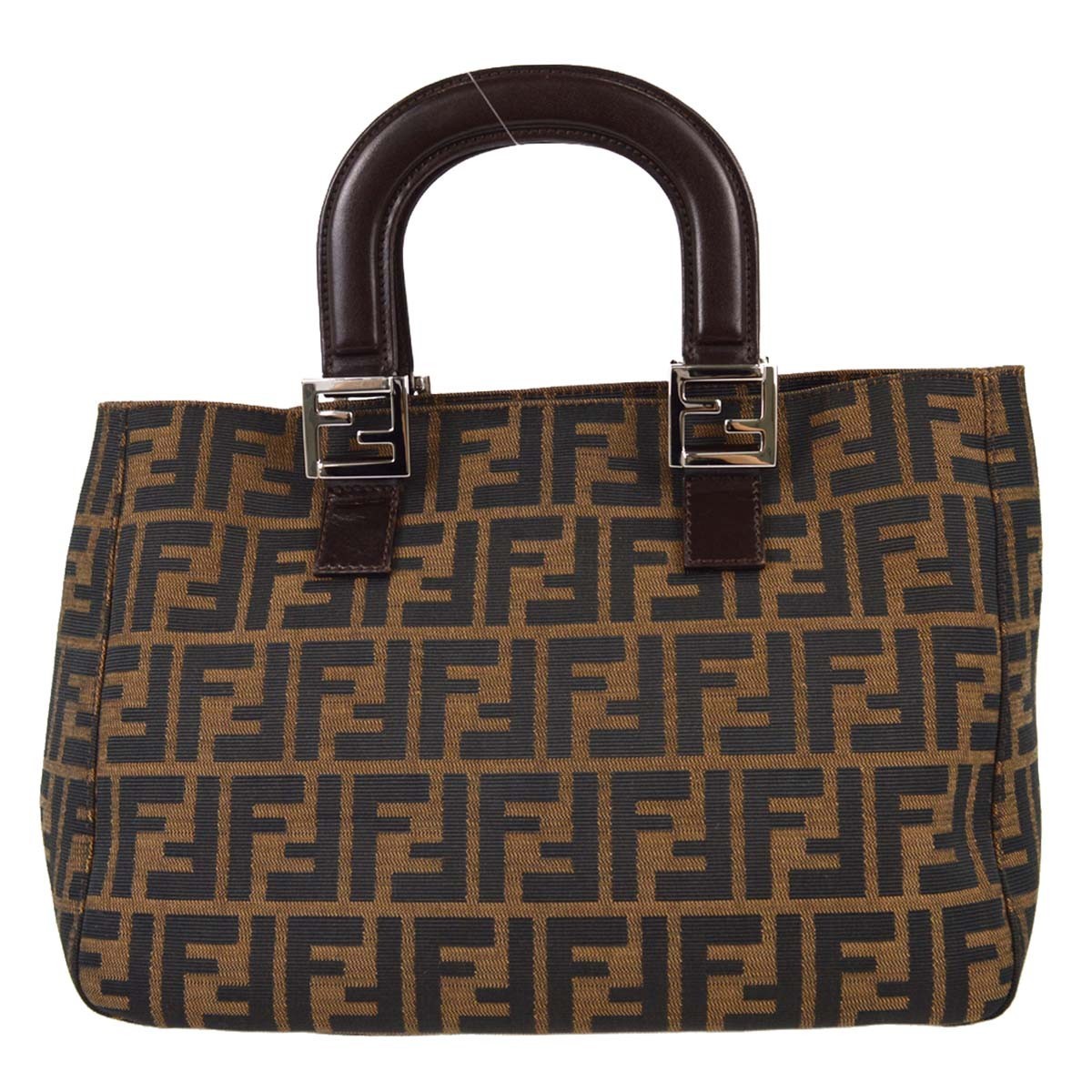 Fendi Zucca Tote in Tela Zucca e Pelle Marrone Vintage