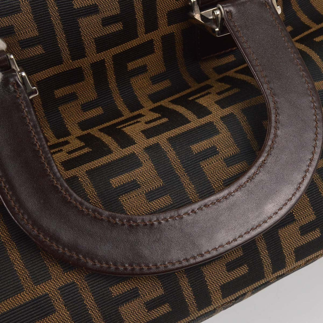 Fendi Zucca Tote in Tela Zucca e Pelle Marrone Vintage