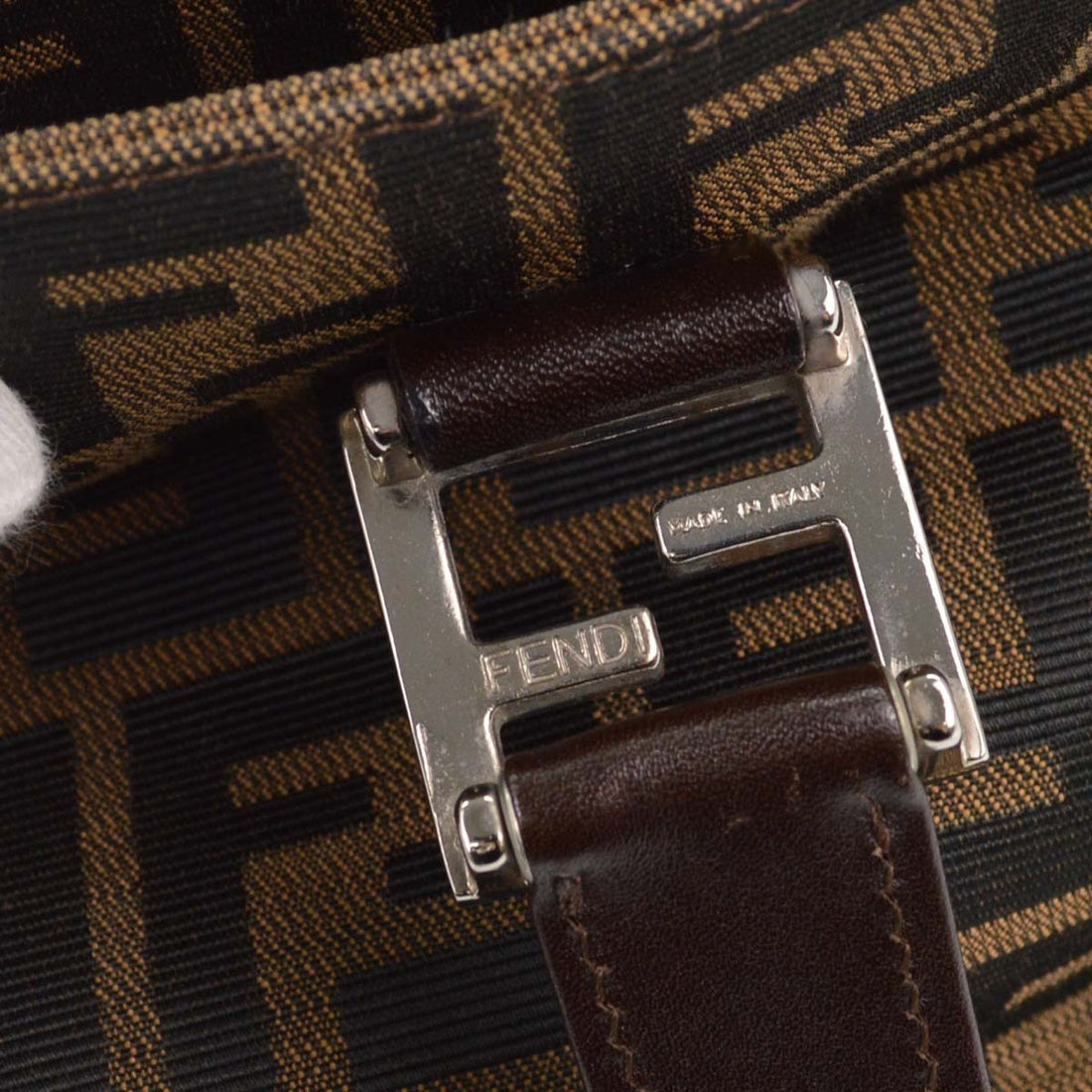 Fendi Zucca Tote in Tela Zucca e Pelle Marrone Vintage