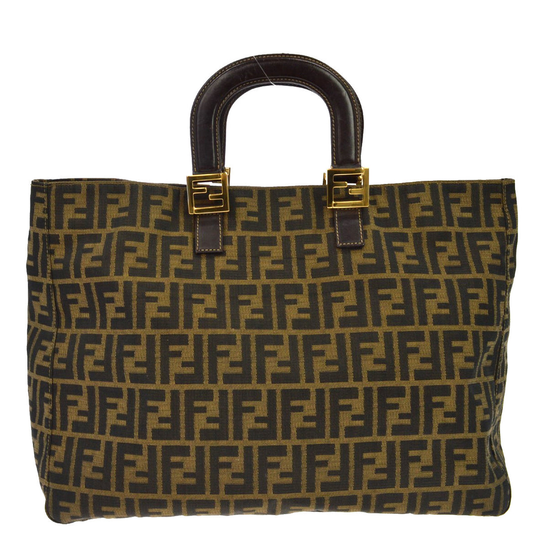 Fendi Brown Zucca Tote Handbag Vintage