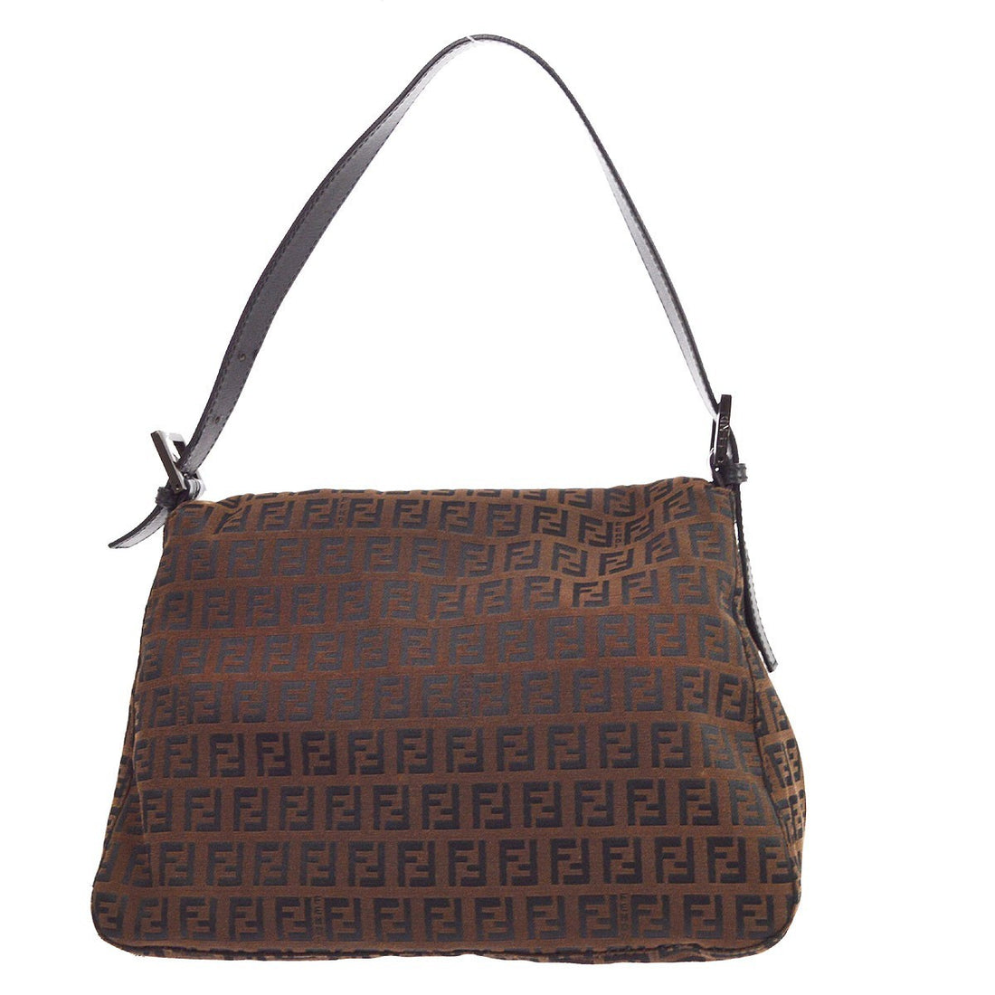 Fendi Brown Canvas Zucchino Mamma Baguette Handbag Vintage