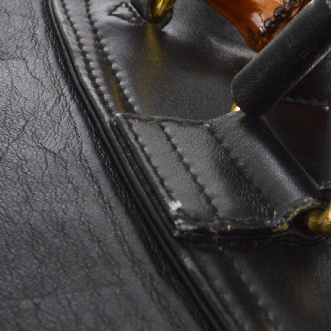 Gucci Black Leather Bamboo Backpack Vintage