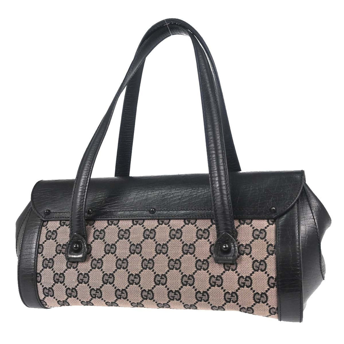 Gucci Bamboo GG Borsa a Mano in Pelle Nera Vintage