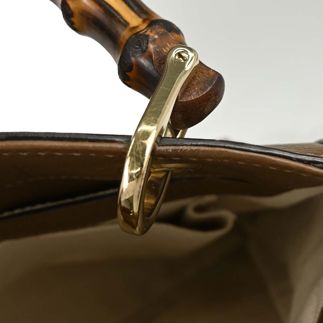 Gucci Brown Bamboo Leather Handbag Vintage