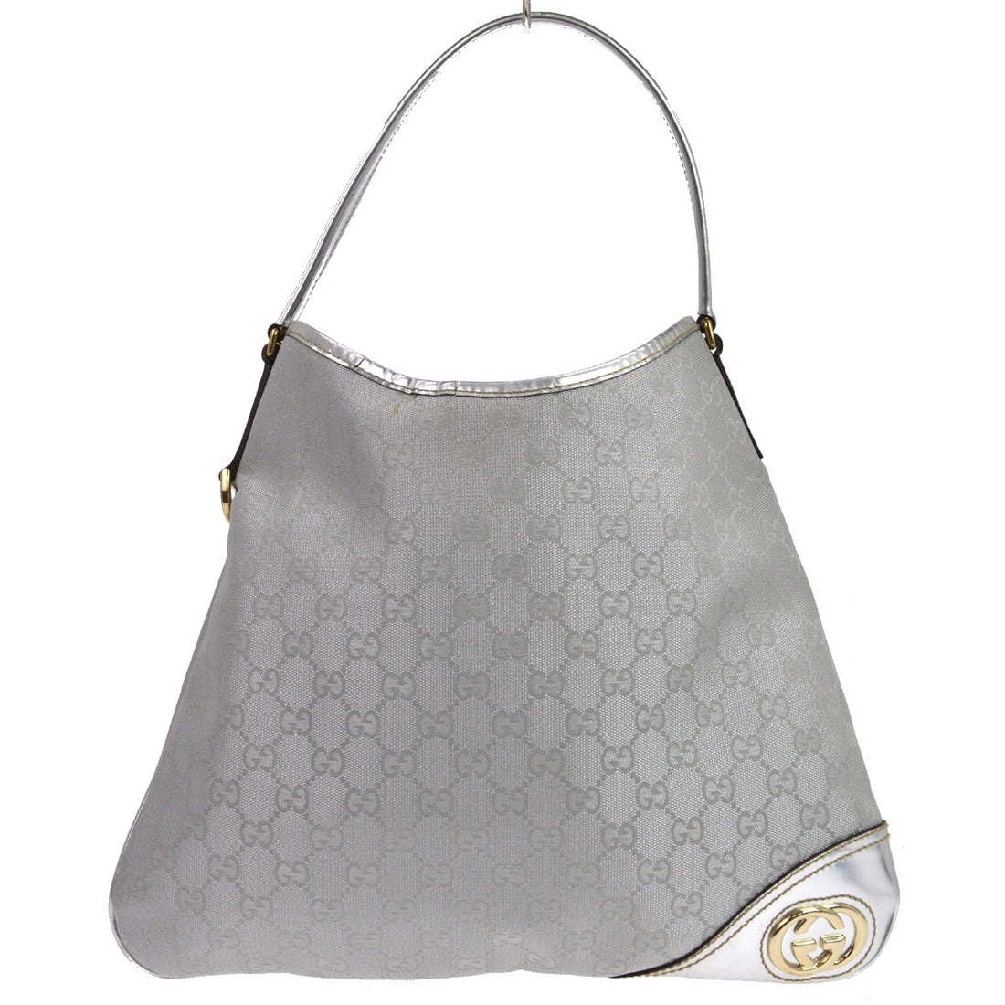 Gucci Silver GG Canvas Britt Medium Hobo Bag Vintage
