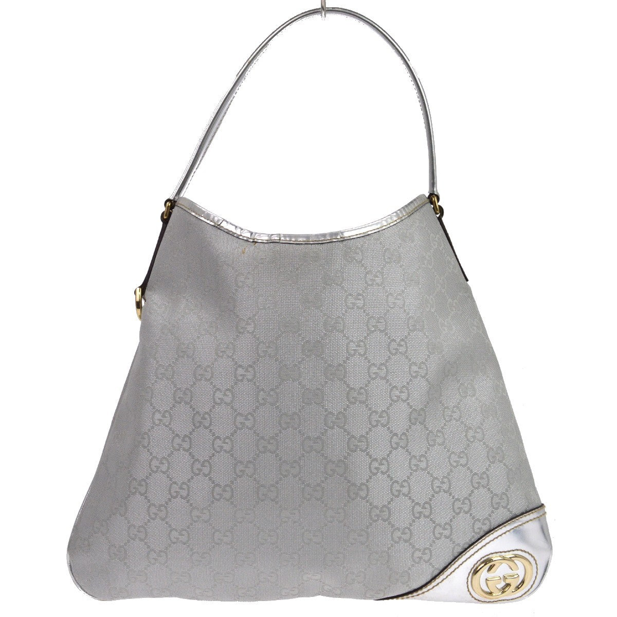 Gucci Silver GG Canvas Britt Medium Hobo Bag Vintage