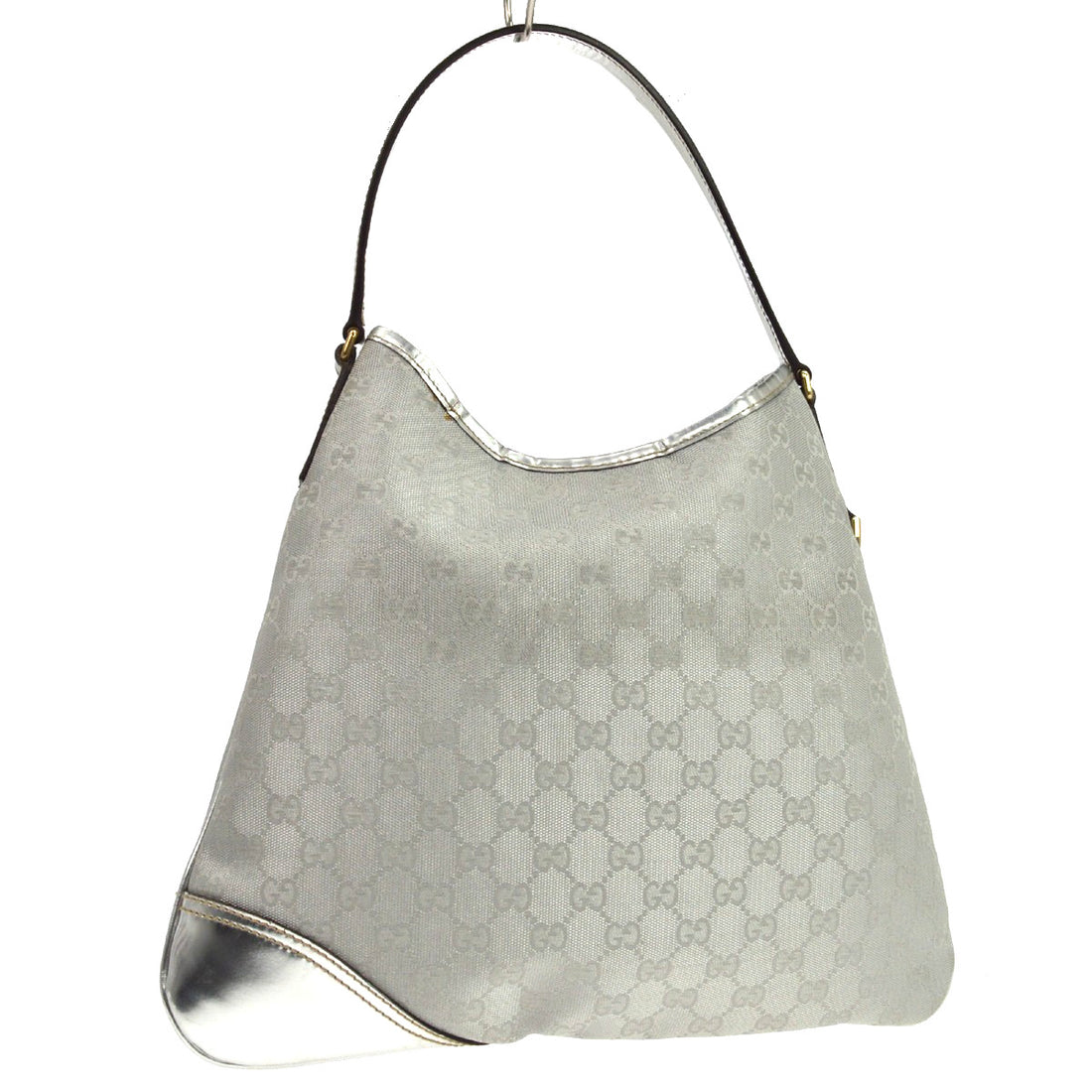 Gucci Silver GG Canvas Britt Medium Hobo Bag Vintage