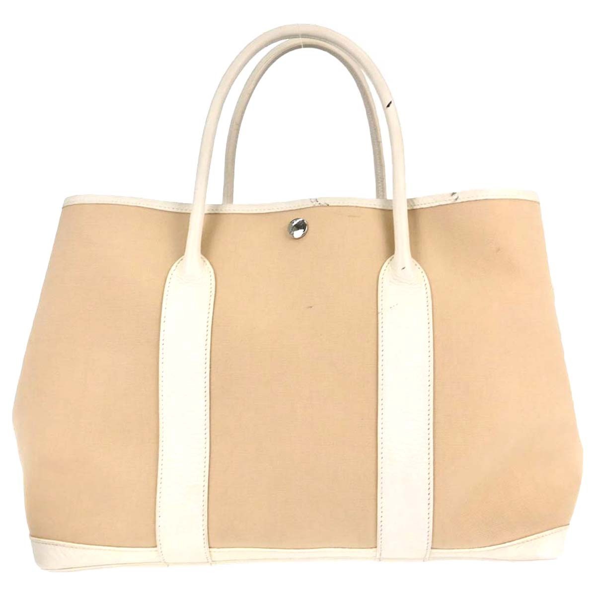 Hermès Garden Party 36 in Tela e Pelle Beige Vintage