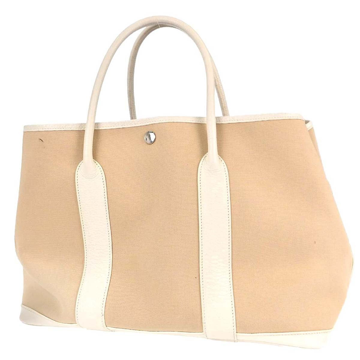 Hermès Garden Party 36 in Tela e Pelle Beige Vintage – foto 2