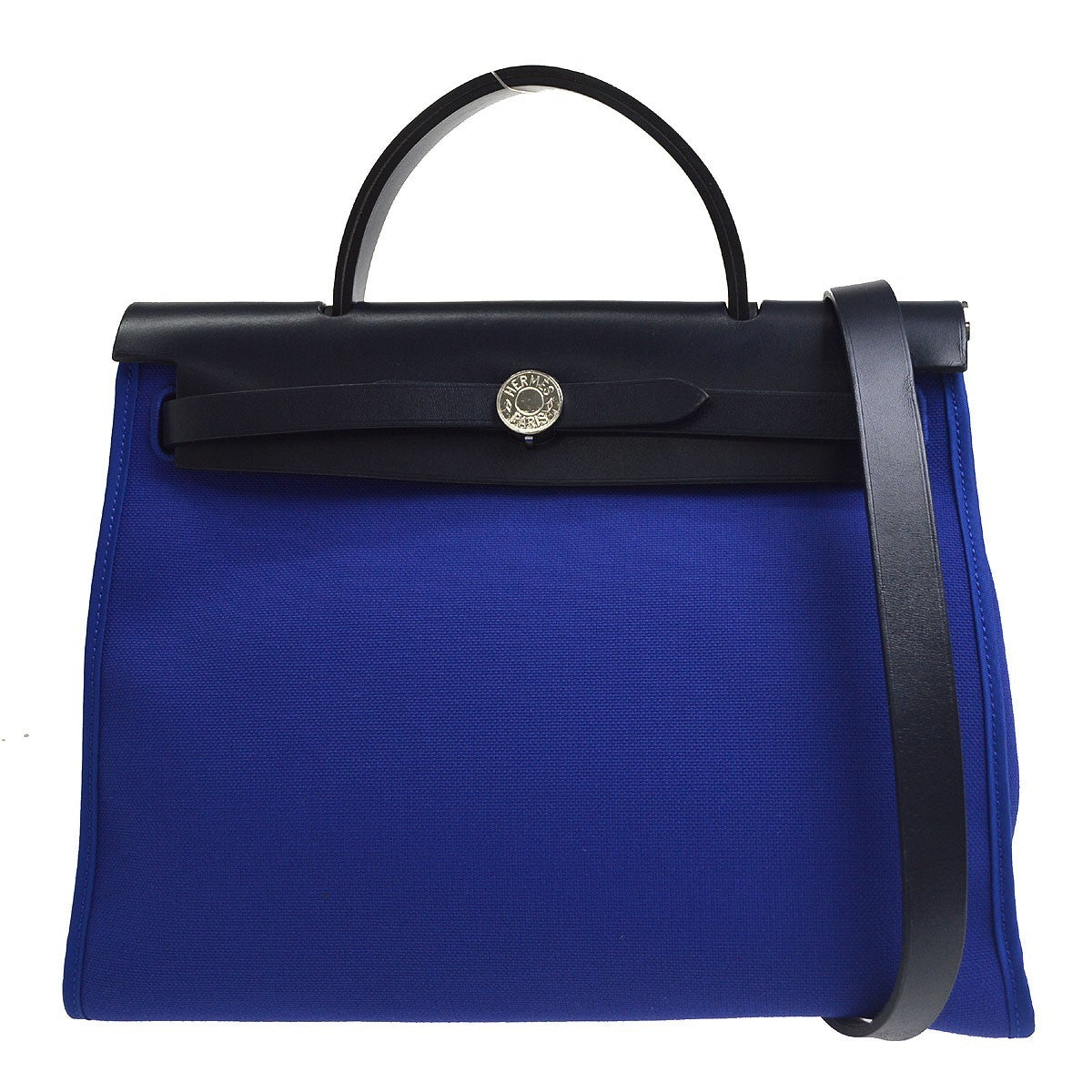 Hermès Herbag Zip PM 31 in Tela e Pelle Blu Vintage