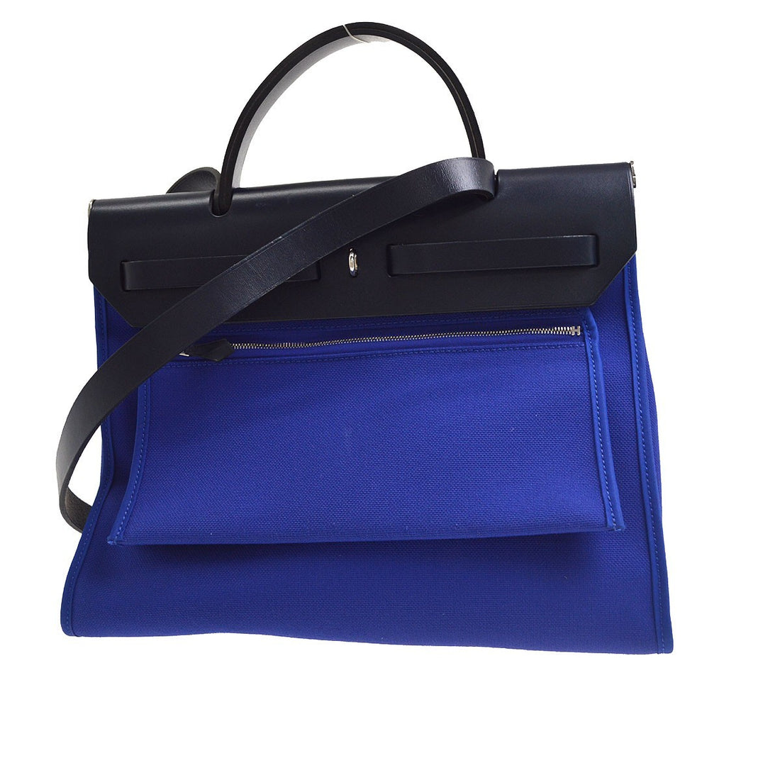 Hermès Herbag Zip PM 31 in Tela e Pelle Blu Vintage