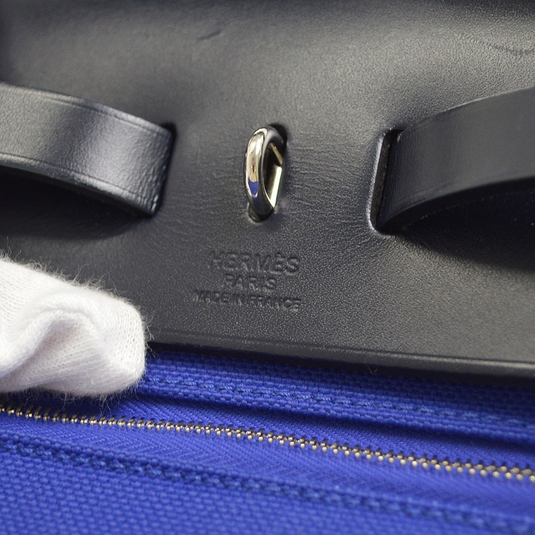 Hermès Herbag Zip PM 31 in Tela e Pelle Blu Vintage