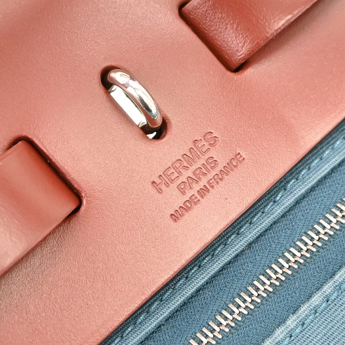 Hermès Herbag Zip PM in Tela e Pelle Blu Vintage