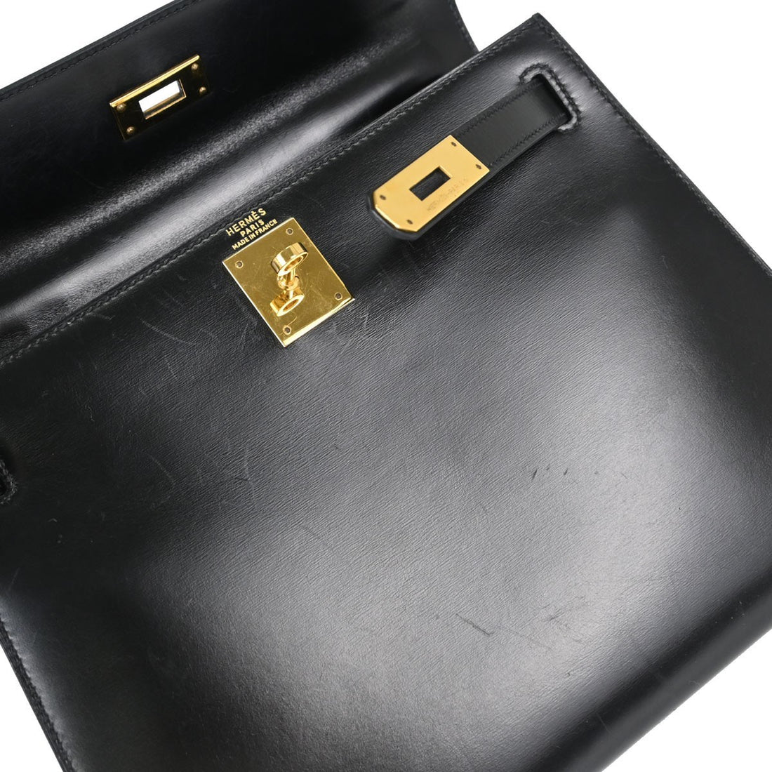 Hermès Kelly 28 Sellier in Pelle Box Calf Nero Vintage