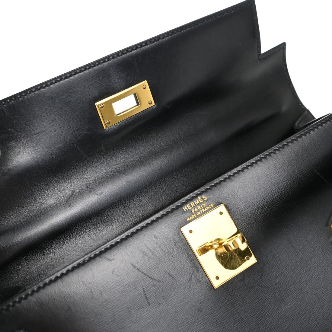 Hermès Kelly 28 Sellier in Pelle Box Calf Nero Vintage
