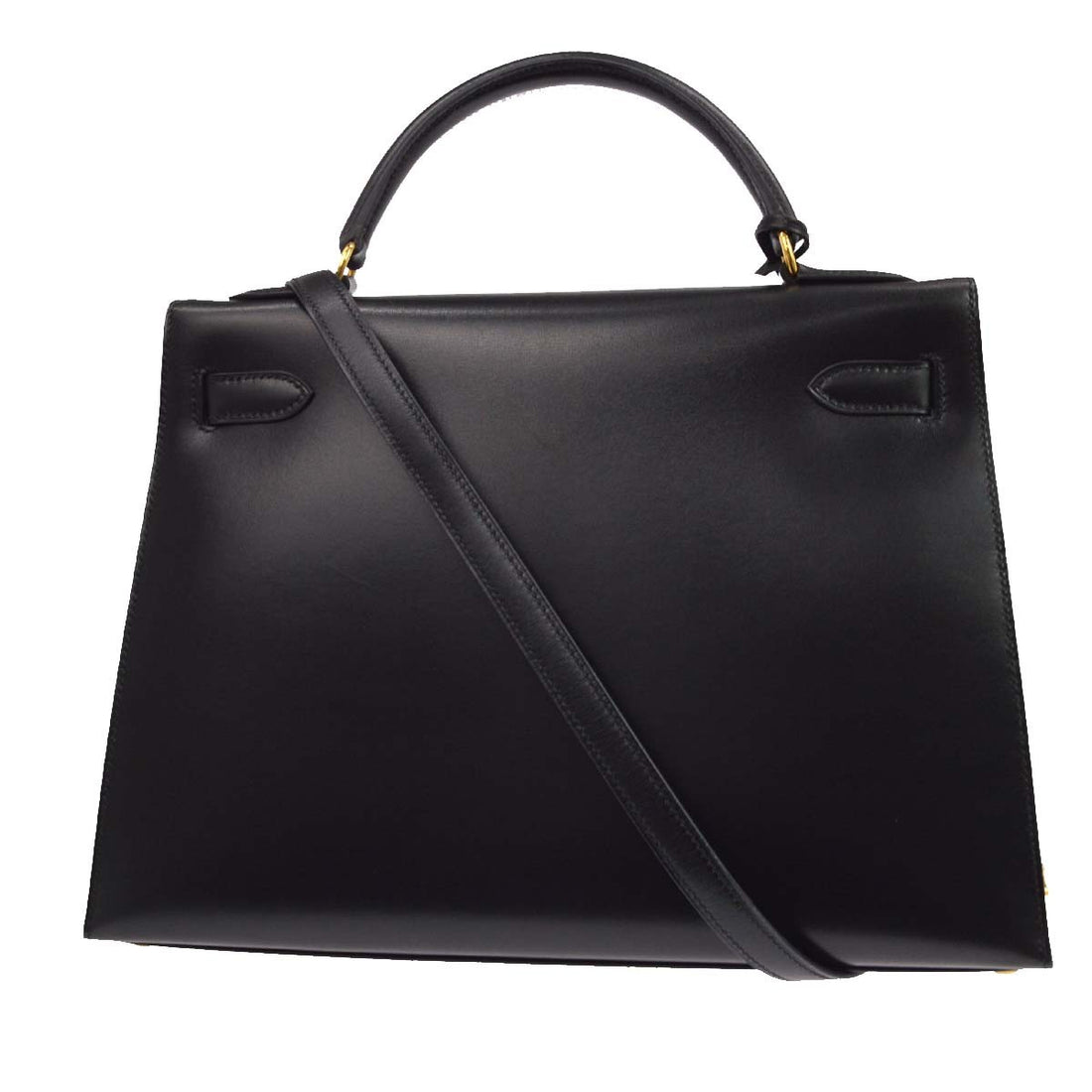 Hermès Kelly 32 Sellier in Box Calf Nero Vintage