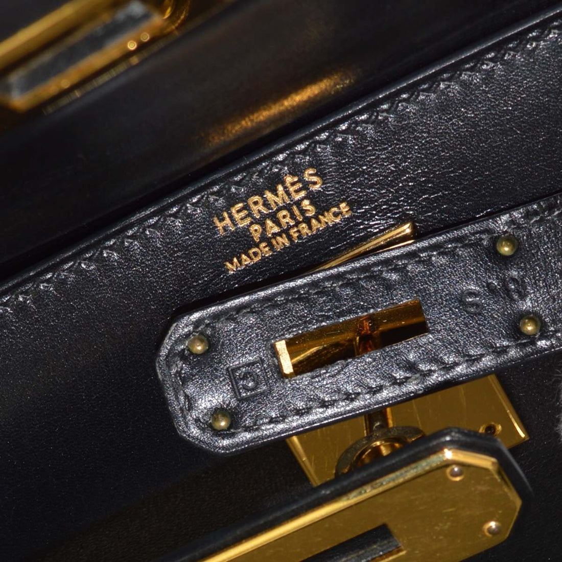 Hermès Kelly 32 Sellier in Box Calf Nero Vintage