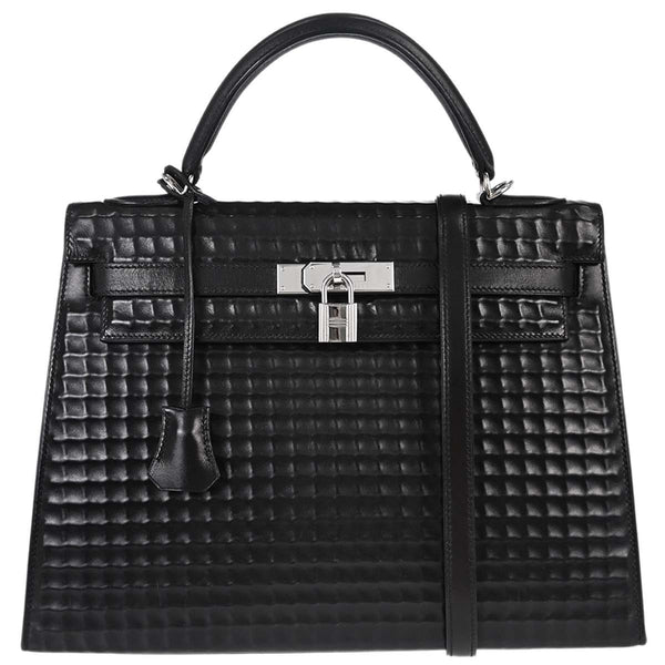 Hermès Kelly 32 Sellier in Pelle Nera Vintage
