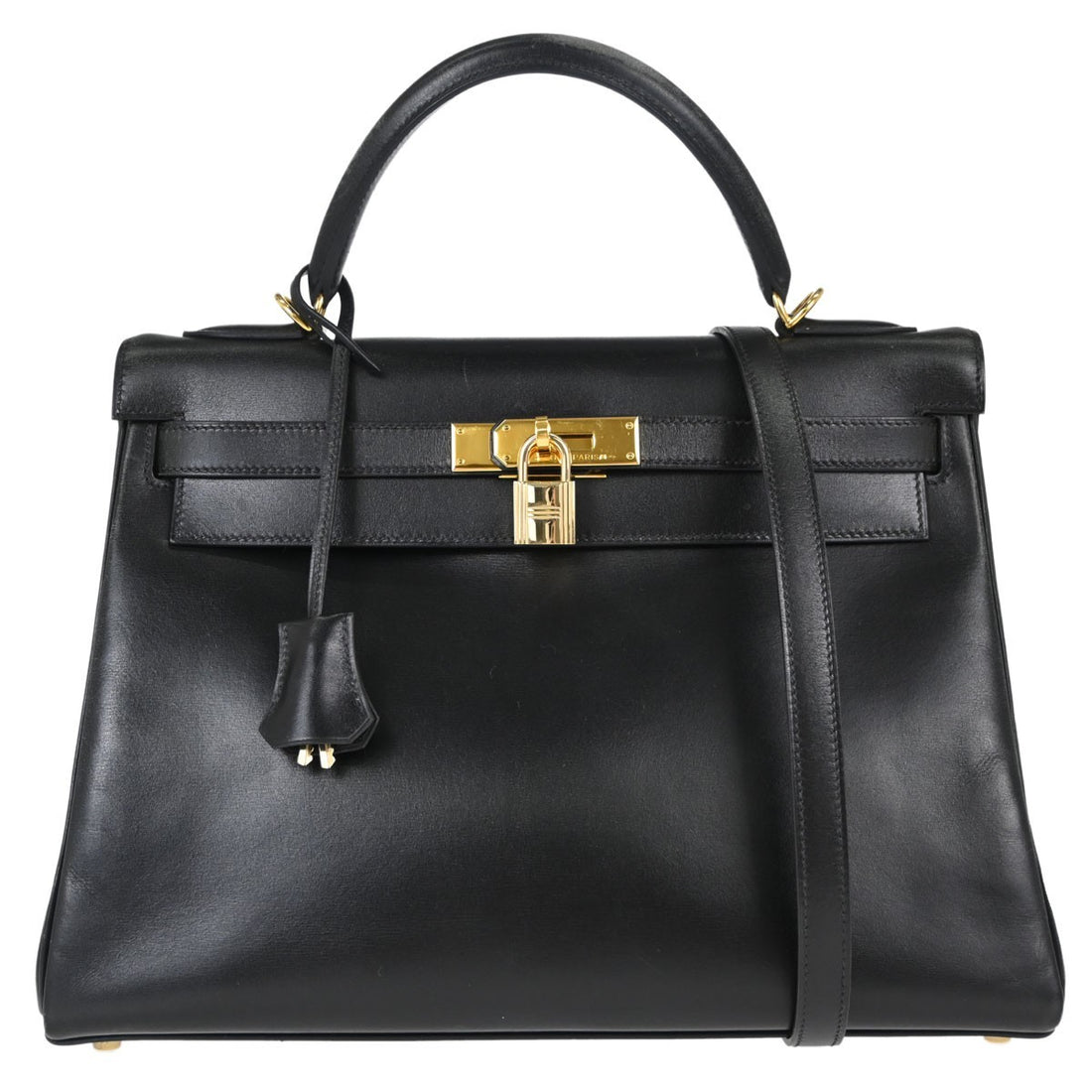 Hermès Kelly 32 Sellier in Pelle Box Calf Nero Vintage