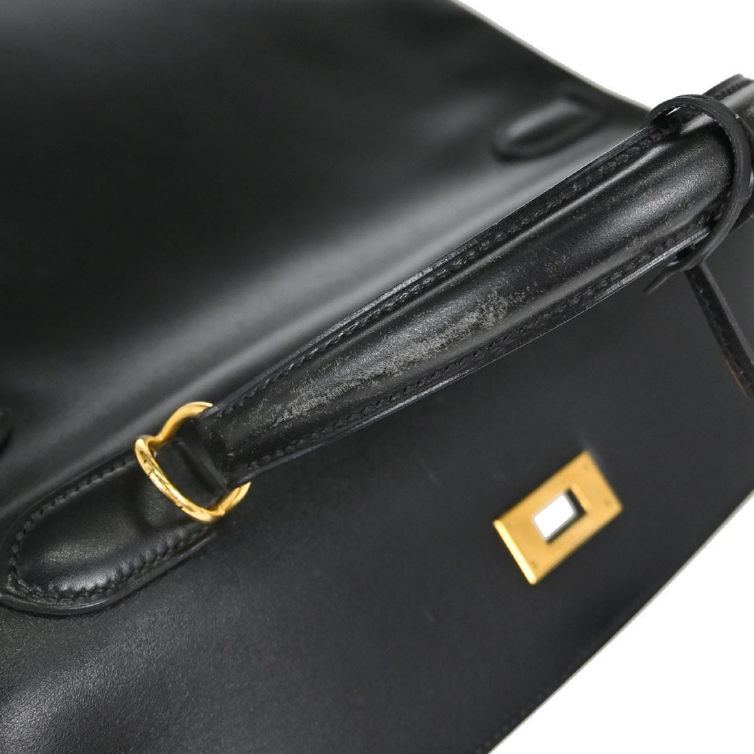 Hermès Kelly 32 Sellier in Pelle Box Calf Nero Vintage