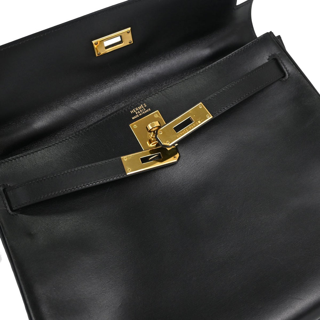 Hermès Kelly 32 Sellier in Pelle Box Calf Nero Vintage