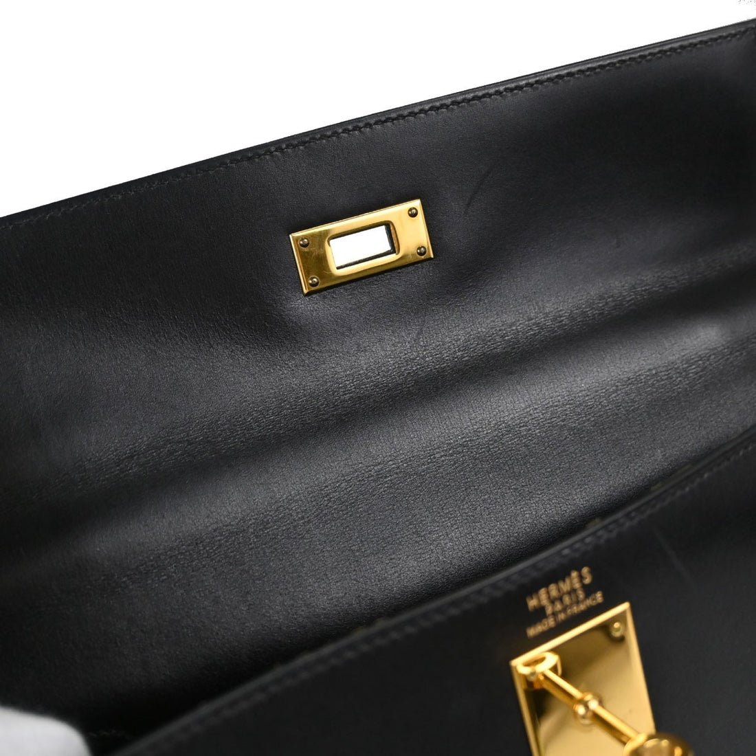 Hermès Kelly 32 Sellier in Pelle Box Calf Nero Vintage