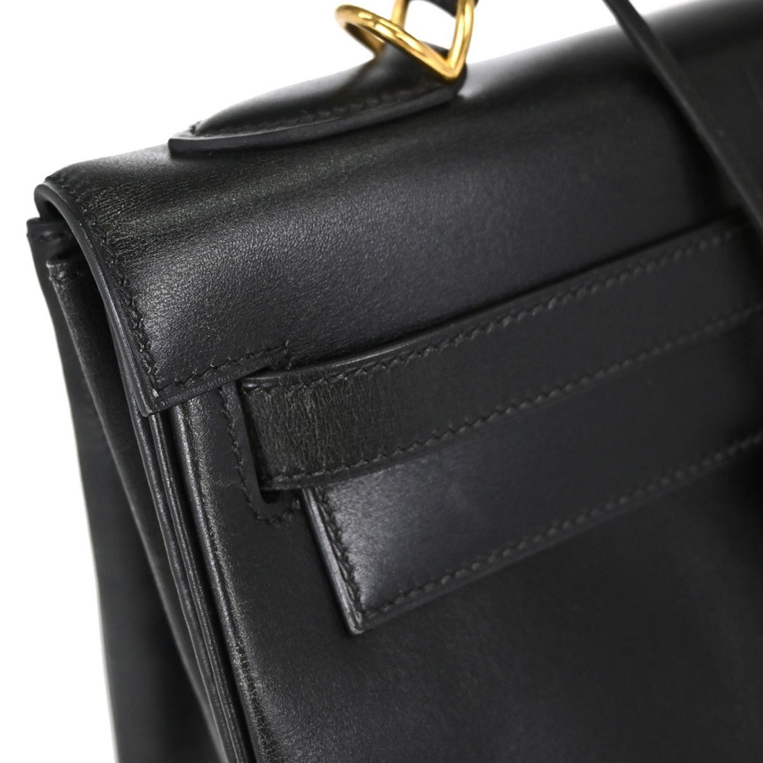 Hermès Kelly 32 Sellier in Pelle Box Calf Nero Vintage