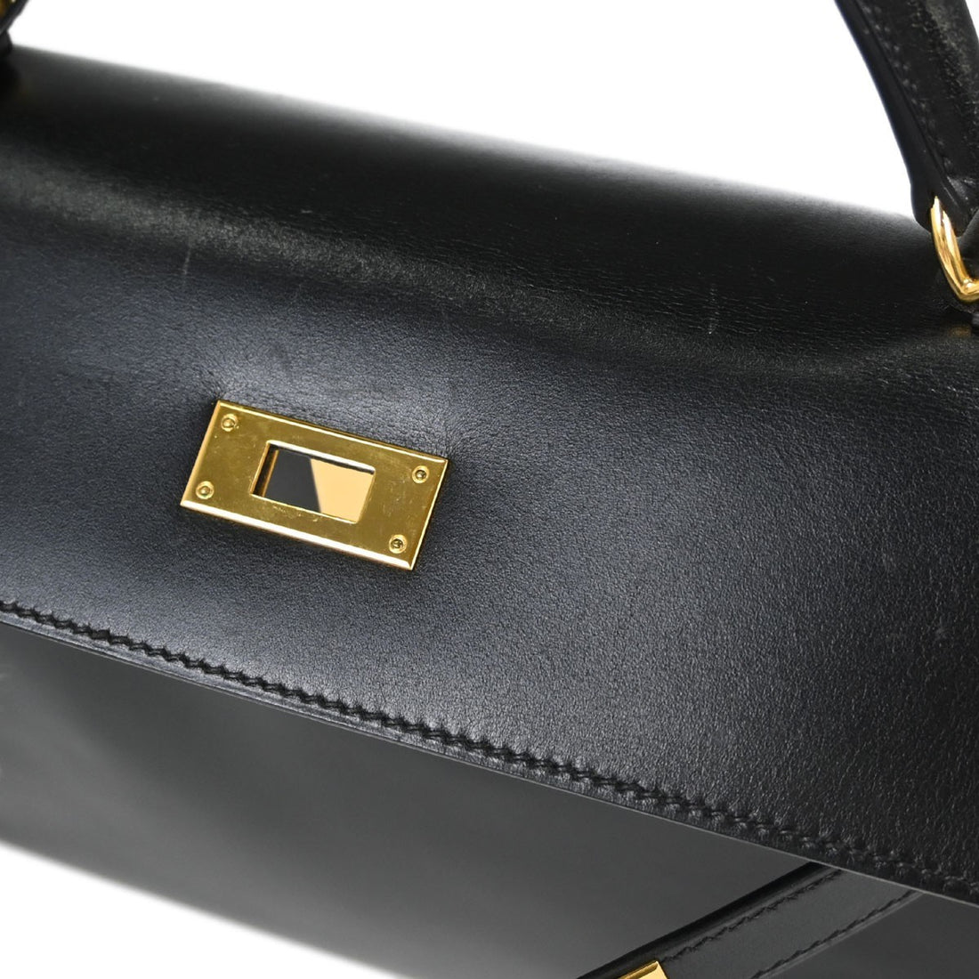 Hermès Kelly 32 Sellier in Pelle Box Calf Nero Vintage
