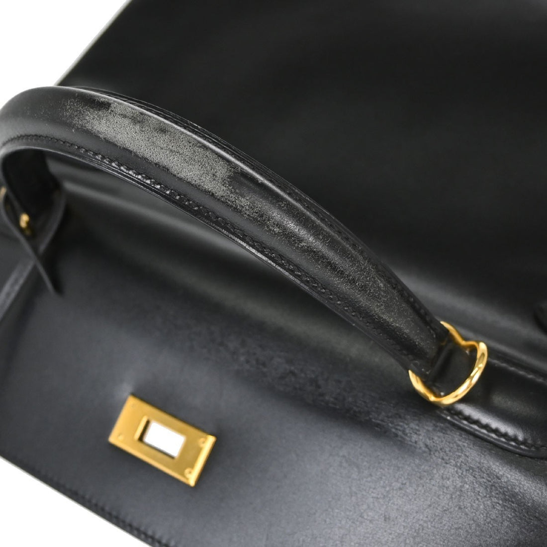 Hermès Kelly 32 Sellier in Pelle Box Calf Nero Vintage
