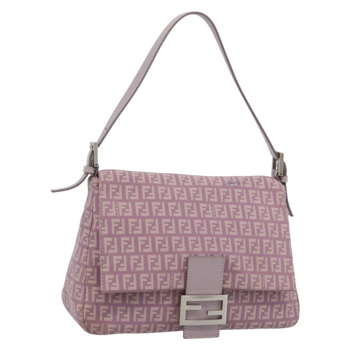 FENDI Zucchino Canvas Baguette Bag Rosa Argento Originale | Mamma Baguette